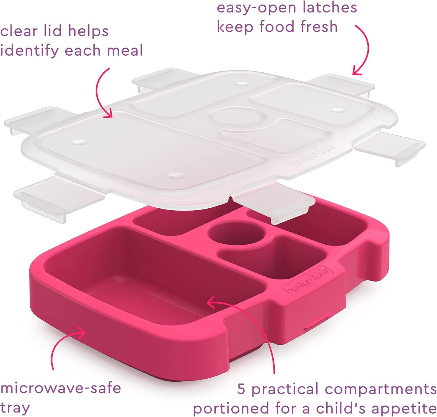Bentgo® Kids Prints Tray with Transparent Cover - Reusable, BPA-Free, 5-Compartment Meal Prep Container with Built-In Portion Control for Healthy Meals At Home & On the Go (Mermaids in the Sea)