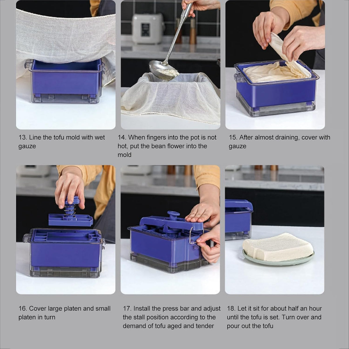 Tofu Press with Removable Water Tray for Firm or Extra Firm Texture