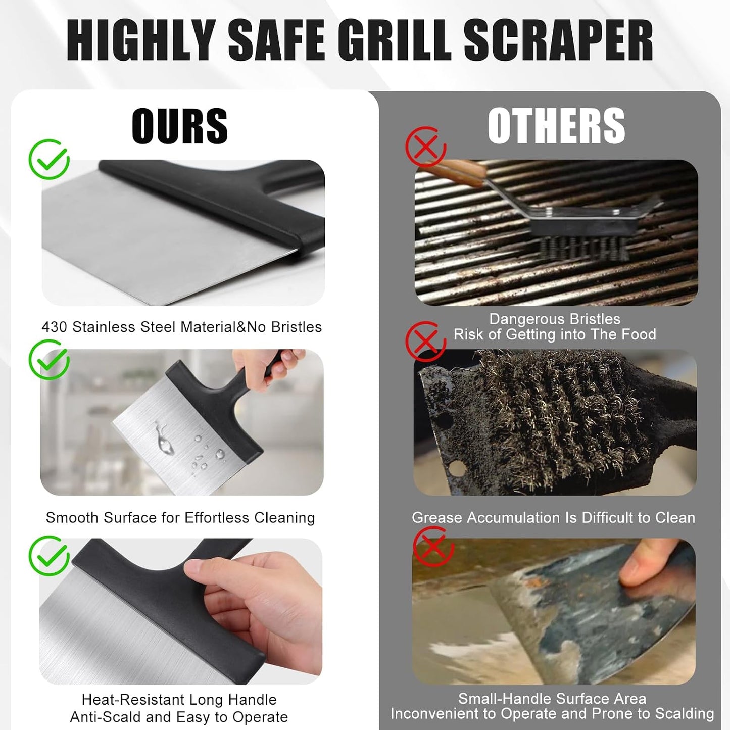Bench Scraper,Dough Scraper,Premium Stainless Steel Dough Cutter with Measuring Scale,Multi- Purpose Food Scraper for Pastry,Cake,Pizza,Bread,Cooking