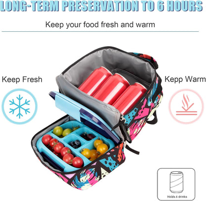 Tilami Lunch Bags Insulated Adjustable Strap Zipper, Two Compartments Cooler Bags, Bento Bags for Kids Toddlers (Blue)