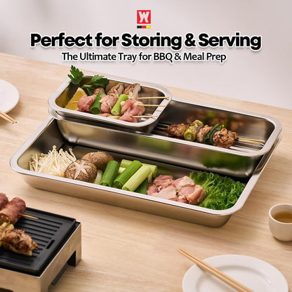Stainless Steel Prep & Storage Pan – Deep Kitchen Organizer Tray with Lid – SUS304 Food Pan for Meal Prep, Serving, Marinating, Freezing, Baking & Drawer Organization – Durable & Hygienic