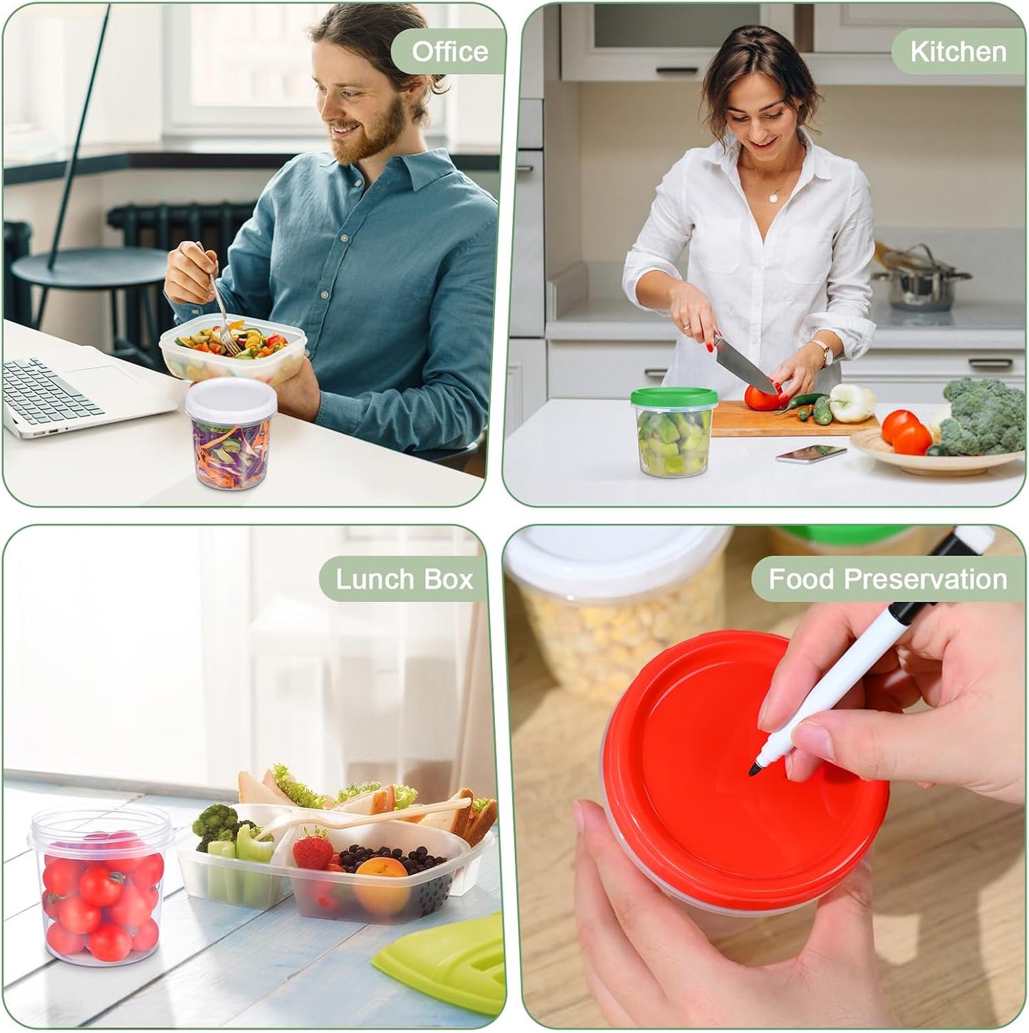 Freezer Storage Containers, 16 Pack 10 oz Plastic Food Storage Containers with Twist Top Lids, Meal Prep Containers for Soup Snack Fruit, BPA Free, Leakproof, Microwave & Dishwasher Safe
