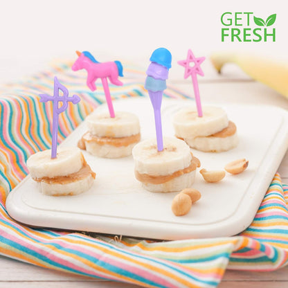GET FRESH Unicorn Bento Food Picks for Kids 24 pc Set Cute Decorative Plastic Animal Toothpicks for Toddlers Lunch Decoration Reusable Bento Box Set