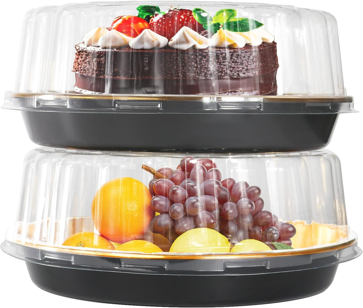 5pcs Round Cake Pies Carriers 11 Inch Plastic Disposable Cake Containers with Dome Lids Clear Bundt Cake Boxes Sandwich Trays