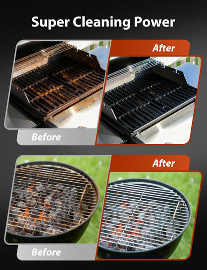Bristle-Free Grill Brush for Outdoor Grill, Steam Cleaning Grill Brush Bristle Free with 1 Replaceable Brush Heads, Steel Fibers Pad for Cast Iron/Stainless-Steel Grates