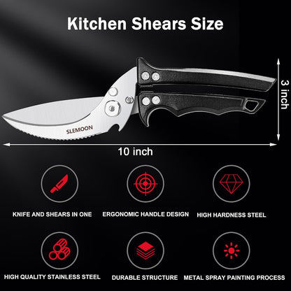 Heavy Duty Kitchen Shears for Food,Silver Kitchen Scissors | Dishwasher Safe and Food Stainless Poultry Shears for Chicken Turkey Thanksgiving,Gift Box