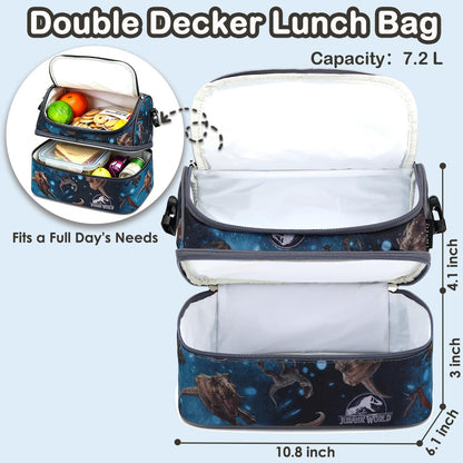 FlowFly Kids Double Decker Cooler Insulated Lunch Bag Large Tote for Boys, Girls, Men, Women, With Adjustable Strap, Unicorn