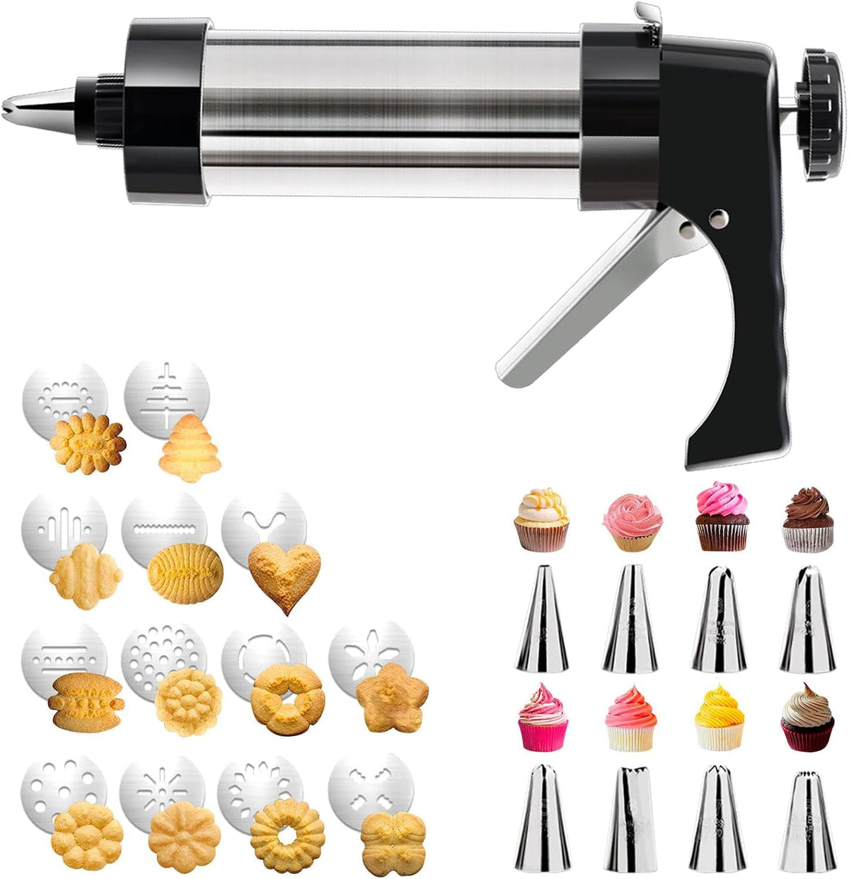 Cookie Press Gun Kit- Stainless Steel Cookie Shooter