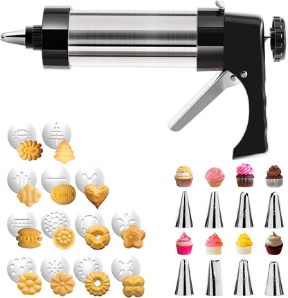 Cookie Press Gun Kit- Stainless Steel Cookie Shooter