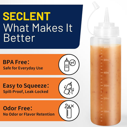 8oz Squeeze Bottles, Sauce Bottles, Squirt Bottle, Salad Dressing Bottle