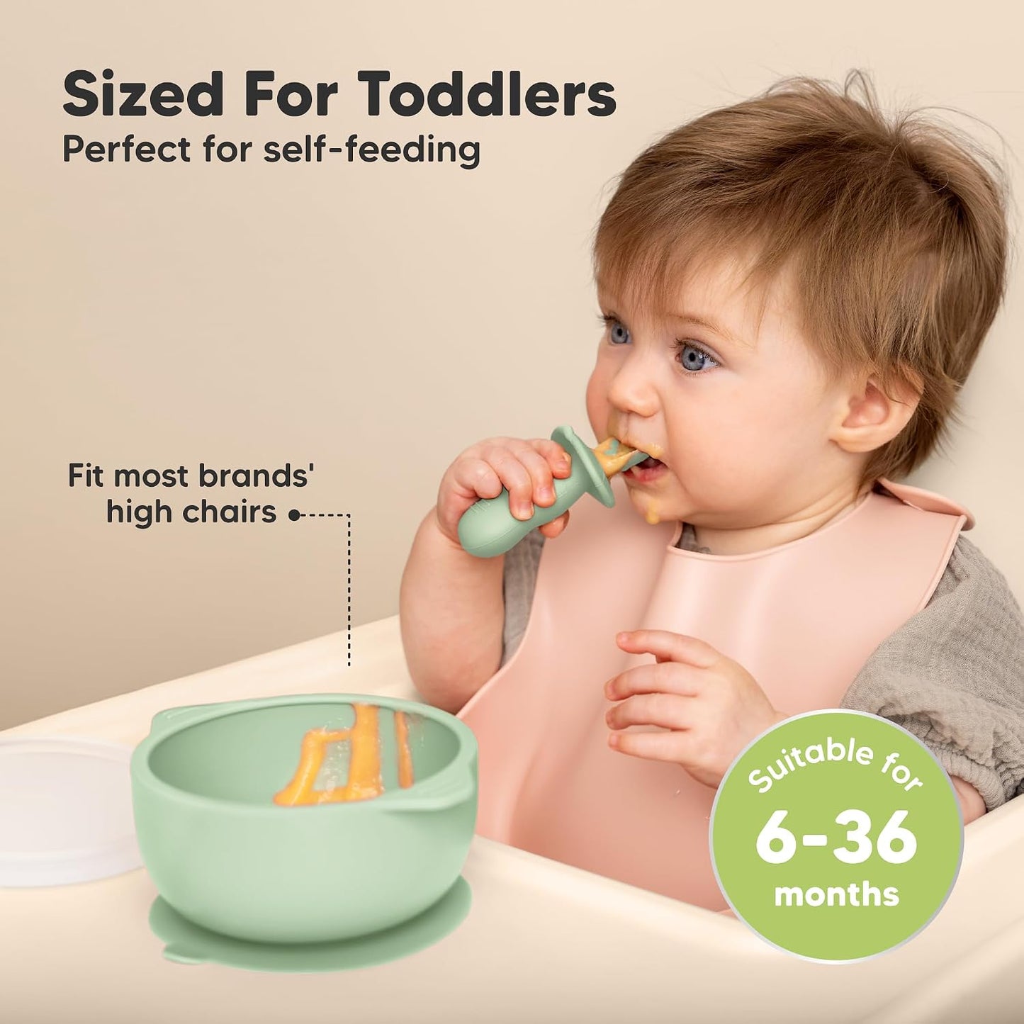 KeaBabies 2-Pack Baby Bowls with Suctions, Lids, Silicone (Terracotta)