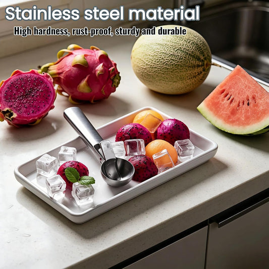 Stainless Steel Ice Cream Scoop with Trigger & Ergonomic Handle – One-Button Release for Effortless Scooping, Dishwasher Safe, Perfect for Gelato, Sorbet, Melon & Cake