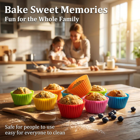 RAINFLOW 36 PCS Silicone Cupcake Baking Cups - Reusable Non-stick Muffin Liners, Silicone Muffin Cups Multicolor Cupcake Liners Holder for Mother's Day, Parties, Halloween, Christmas, Birthday, Easter