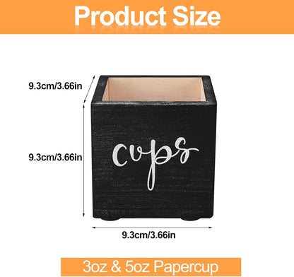 Yookeer 2 Pack Wooden Cup Dispenser - 3/5 oz Disposable Drink Holder for Bathroom, Kitchen, Wedding Farmhouse Party Decoration(Black)