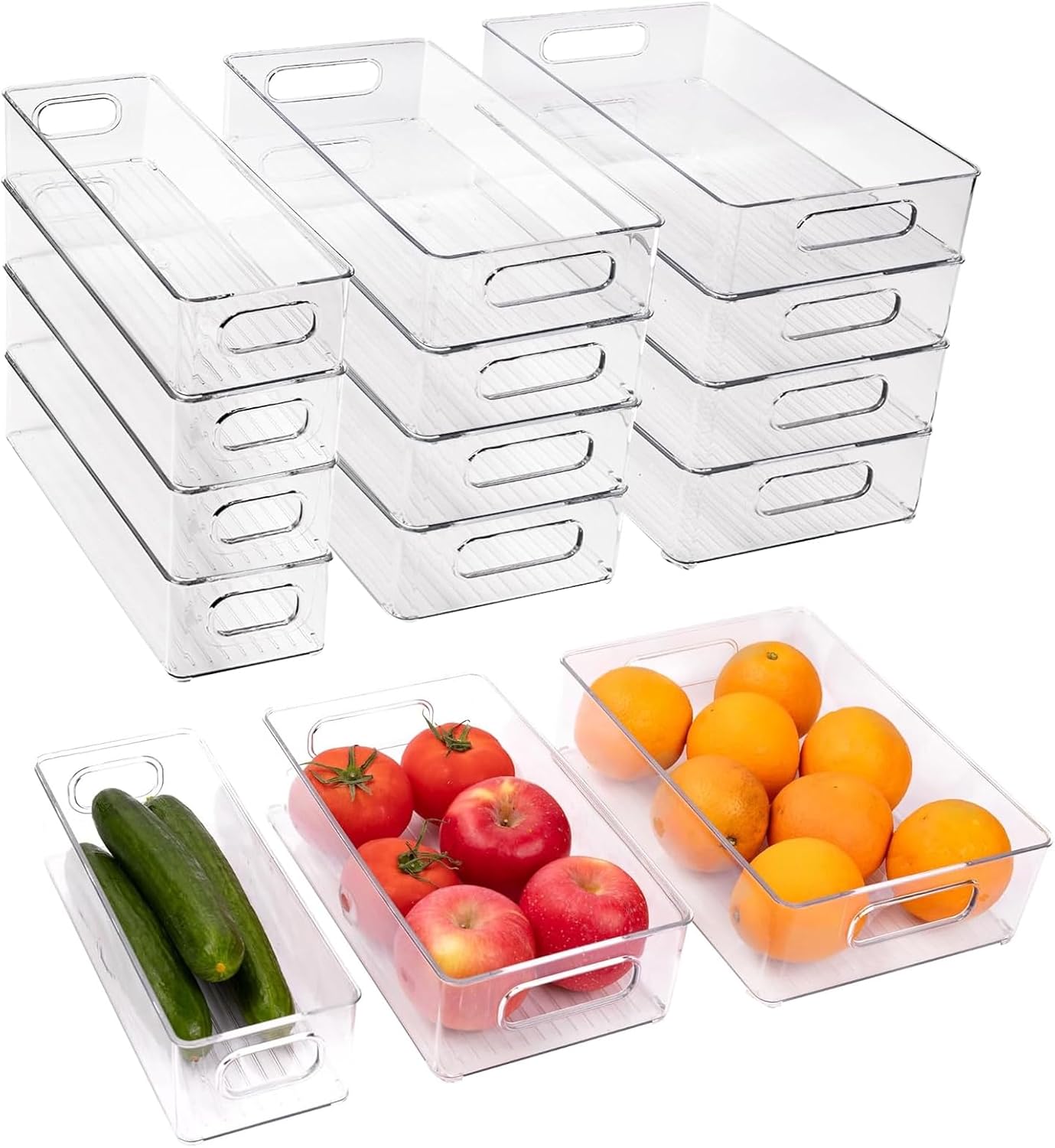 9 Pack Refrigerator Organizer Bins,3 Sizes Clear Pantry Storage with Handles for Fridge, Freezer, Shelves, Drawer, Bins, Snack Organizer for Home & Kitchen