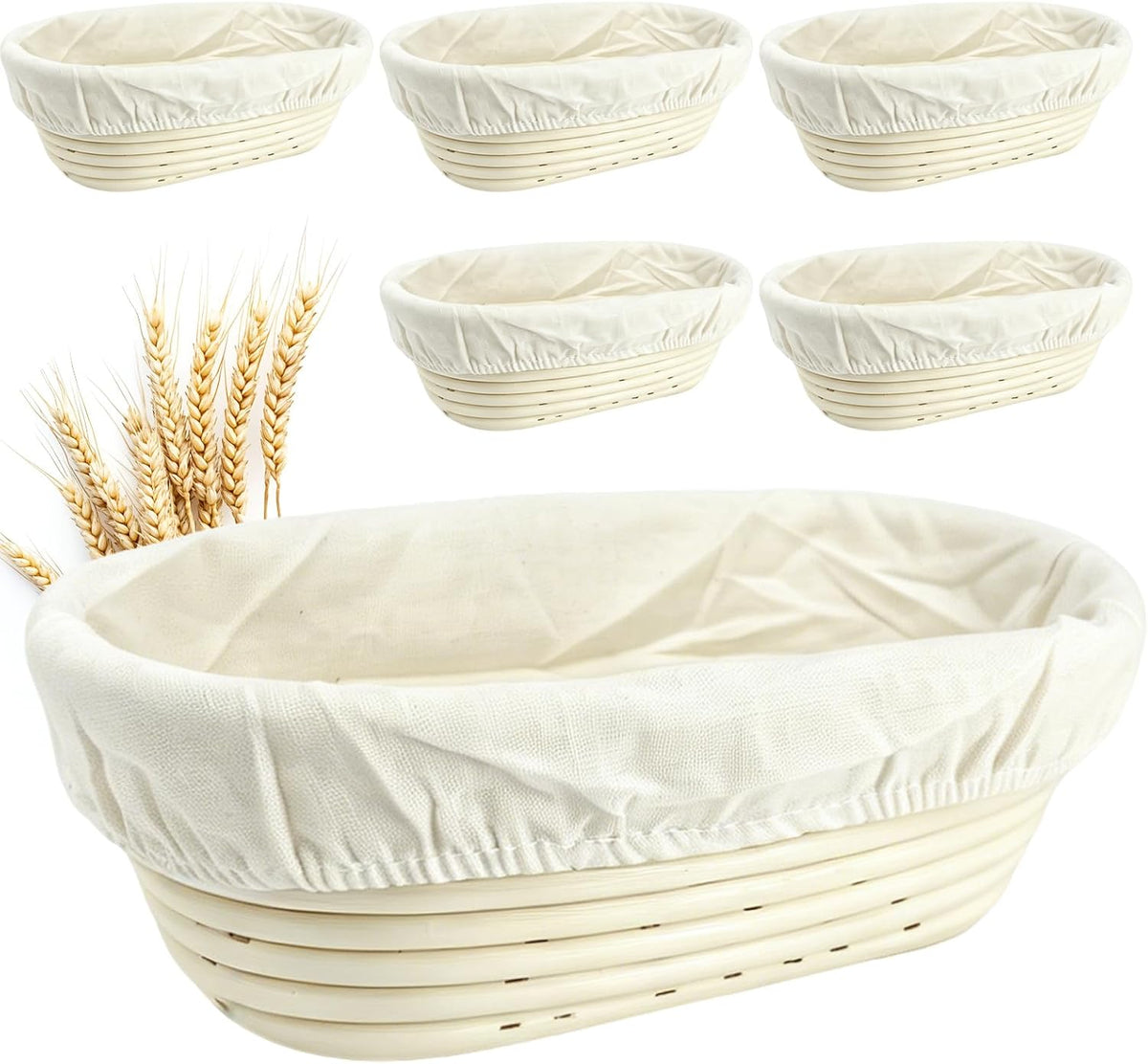 Banneton Bread Proofing Basket, 10 inch Oval Banneton Basket,Sourdough Proofing Basket,Bread Bowl Handmade Rattan Baskets and Liners for Professional & Home Sourdough Bread Baking