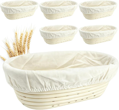 Banneton Bread Proofing Basket, 10 inch Oval Banneton Basket,Sourdough Proofing Basket,Bread Bowl Handmade Rattan Baskets and Liners for Professional & Home Sourdough Bread Baking