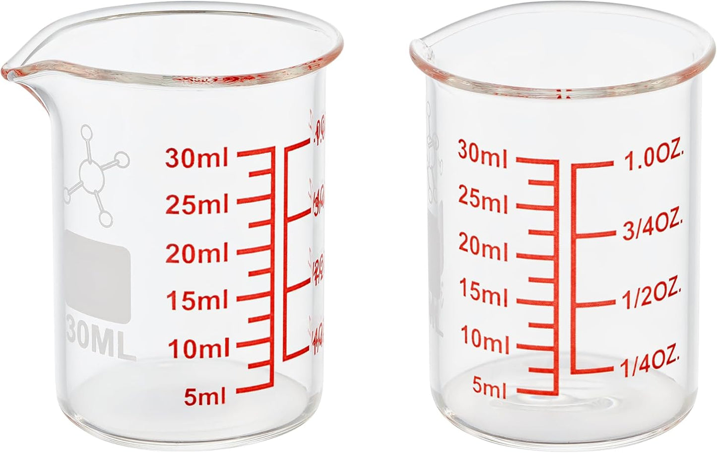 Ackers Mini Glass Measuring Beaker Set, Borosilicate, 2oz 4oz 8oz Measuring Cups