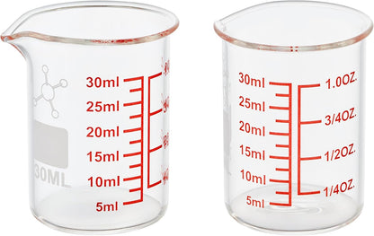 Ackers Mini Glass Measuring Beaker Set, Borosilicate, 2oz 4oz 8oz Measuring Cups