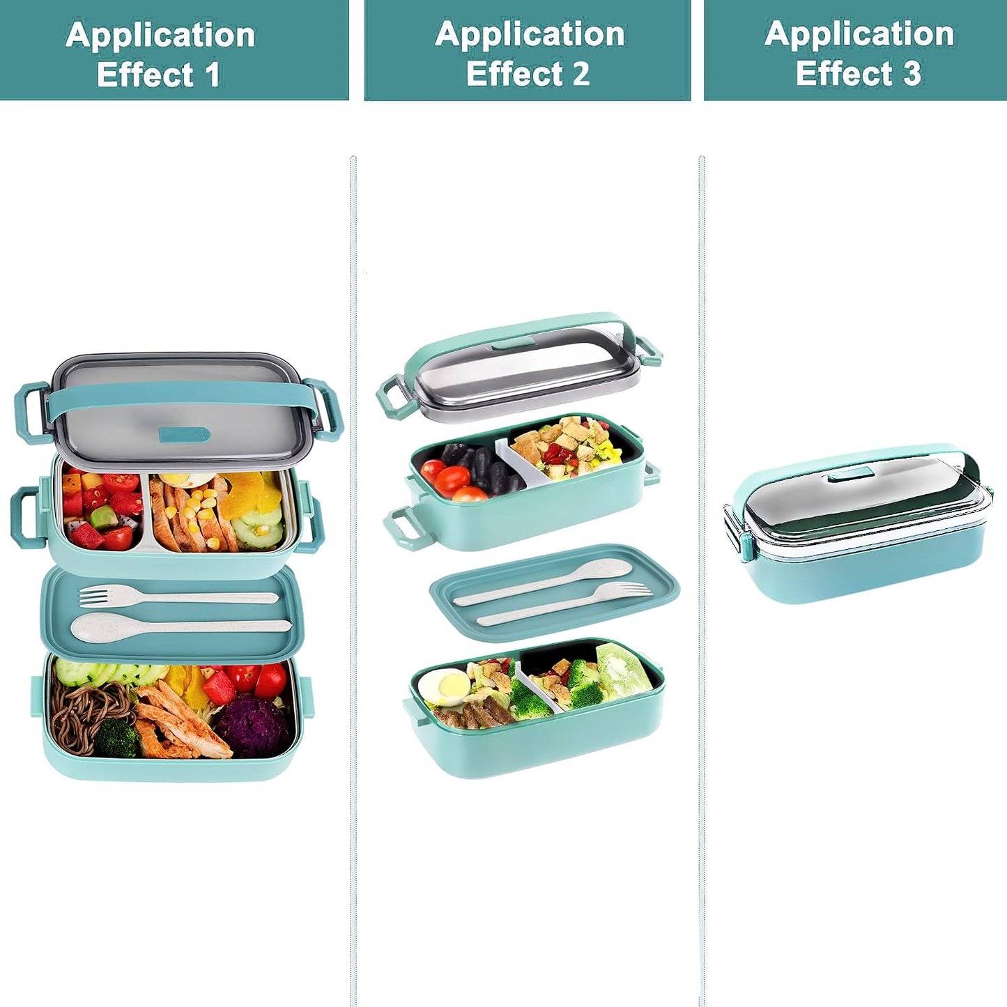 Stainless Steel Bento Box for Adults&Kids,Japanese Leakproof Lunch Box Divided Food Meal Storage Containers Set Stackable 2 Layer for Children School Picnic Beige