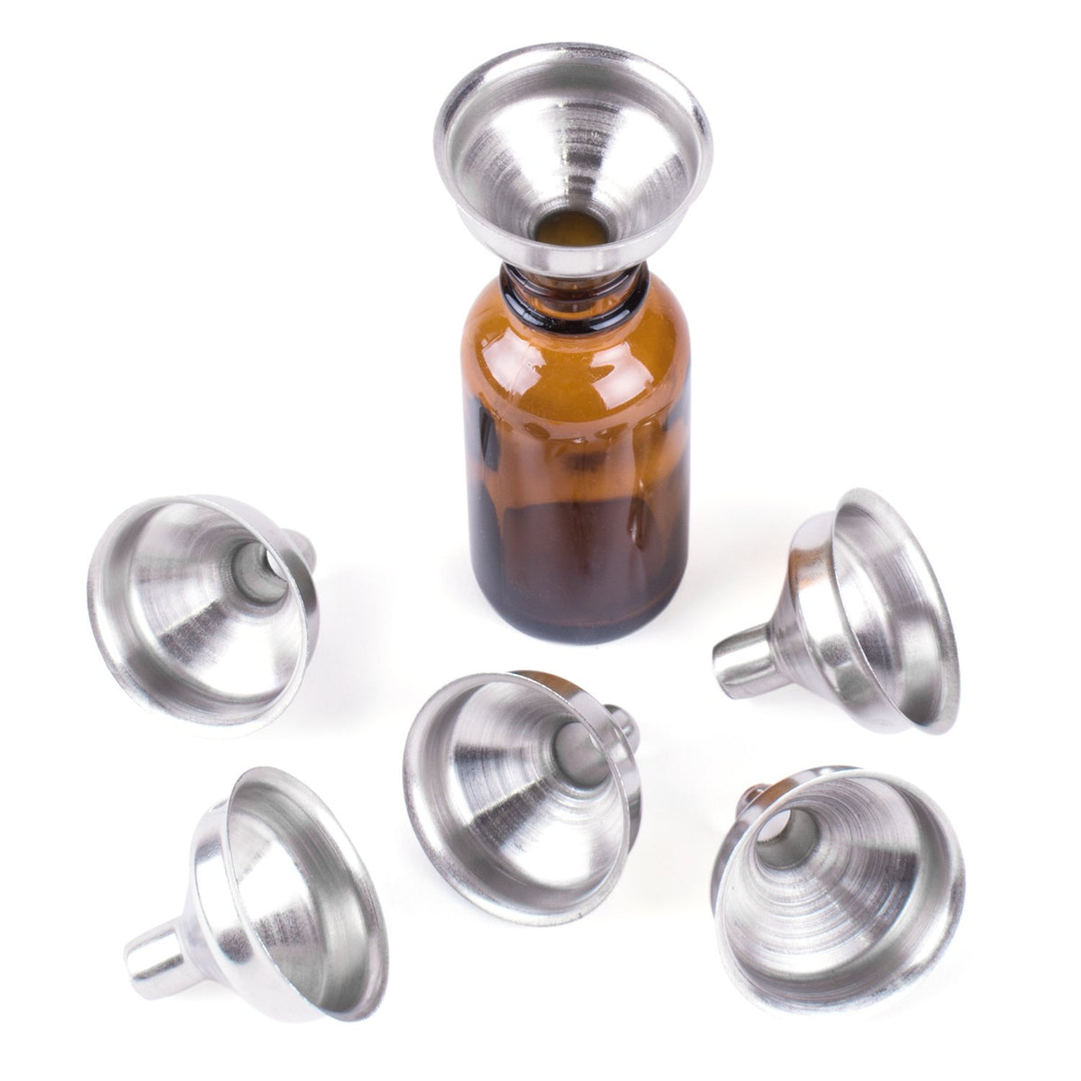 Super Z Outlet 1.25" Stainless Steel Mini Funnels for Miniature Bottles, Essential Oils, DIY Lipbalms, Cooking Spices Liquids, Homemade Make-Up Fillers (6 Pack)
