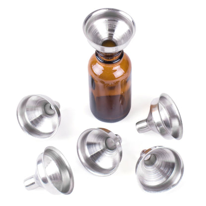 Super Z Outlet 1.25" Stainless Steel Mini Funnels for Miniature Bottles, Essential Oils, DIY Lipbalms, Cooking Spices Liquids, Homemade Make-Up Fillers (6 Pack)