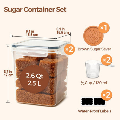 ComSaf Rice Container Set of 2(9.5L/10Qt), Large Airtight Food Storage Containers with Lid and Rice Washer, Plastic Canisters Sets for The Kitchen, Pantry Organizers for Flour, Cereal and Cooking