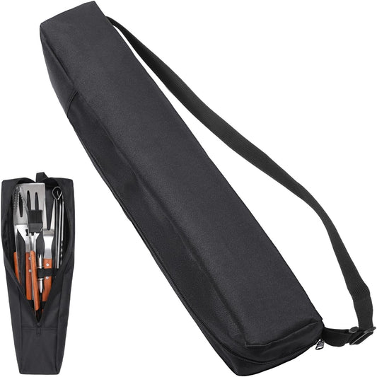Grill Utensil Storage Bag,22.44x3.9x3.94in Portable Long Tool Bags Foldable Grills Utensil Bag with Handle Black Multi-Purpose Grill Storage Bags for Outdoor Grilling Camping Picnic BBQ