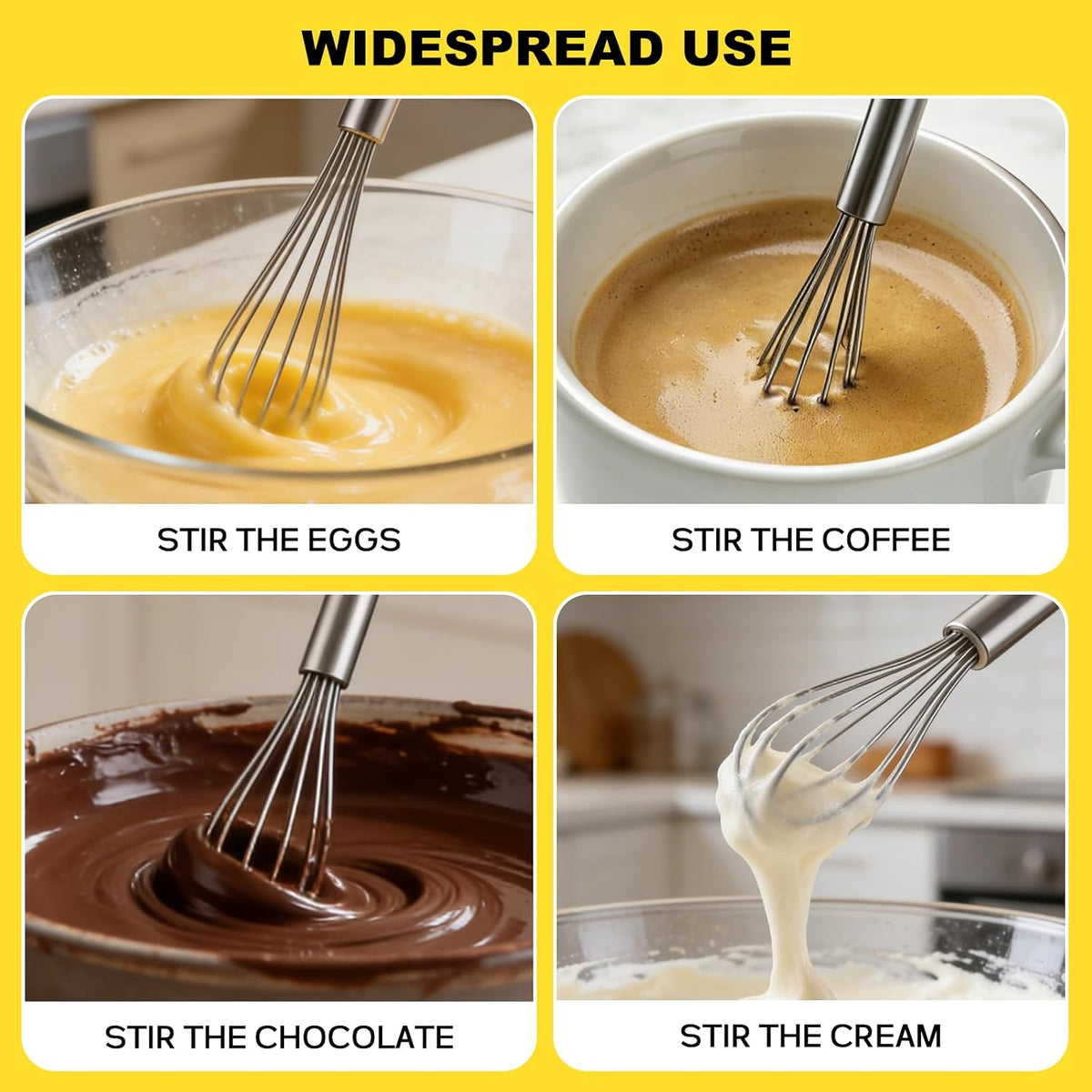 NileHome 3-Pack Stainless Steel Whisk Set, Kitchen Utensils for Cooking
