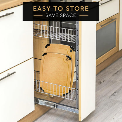 Dishwasher Safe Cutting Boards for Kitchen - Set of 2 Large Composite Wood Cutting Boards with Juice Groove, Non-Slip Feet & Lightweight Eco-Friendly Design 14.5" x 11" and 11.7" x 9.3"
