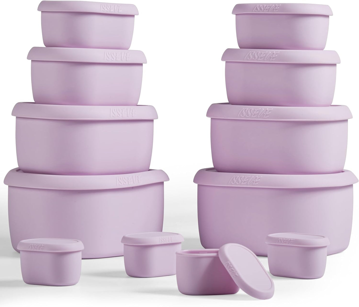 ISSEVE 12Pcs/Set Nesting Silicone Food Storage Containers with Lids, BPA Free Reusable Meal Prep Silicone Containers Airtight, Freezer Dishwasher Safe (33.8oz, 20oz, 10oz, 6.7oz, 1.3oz) (Beige)