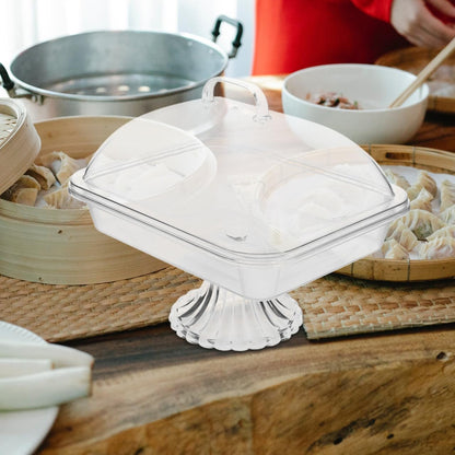 Cake Display Tray with Dome Clear Acrylic Cover Reusable Snack Serving Platter 10.82X8.46X8.26In Perfect for Birthday Christmas and Party Dessert Presentation