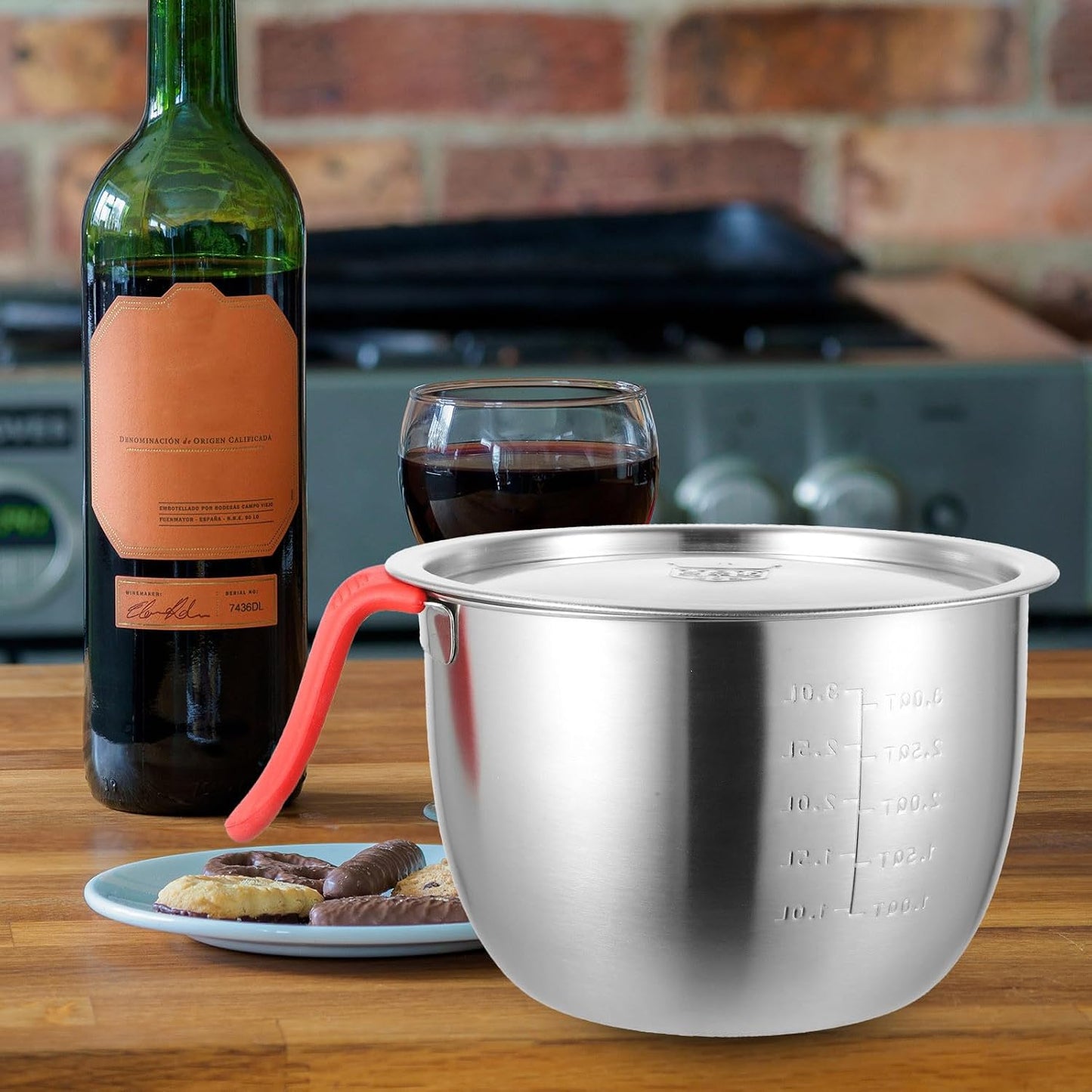 VALICLUD Stainless Steel Mixing Bowl with Lid and Handle 21cm Diameter Deep Batter Bowl 304 Food-grade Metal for Kitchen and Restaurant Use