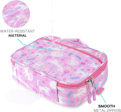 mibasies Kids Lunch Box for Girls Toddler, Insulated and Reusable Lunch Bag for School, Pink Rainbow