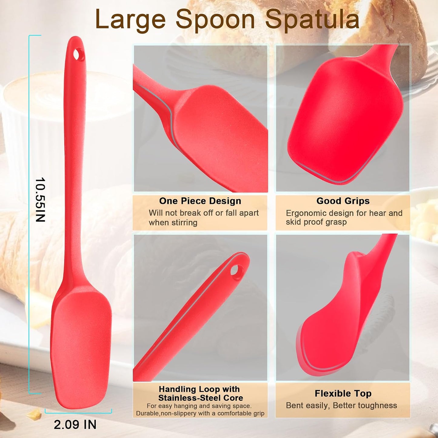 Silicone Spoon Spatula Set Food Grade Kitchen Utensils Heat Resistant