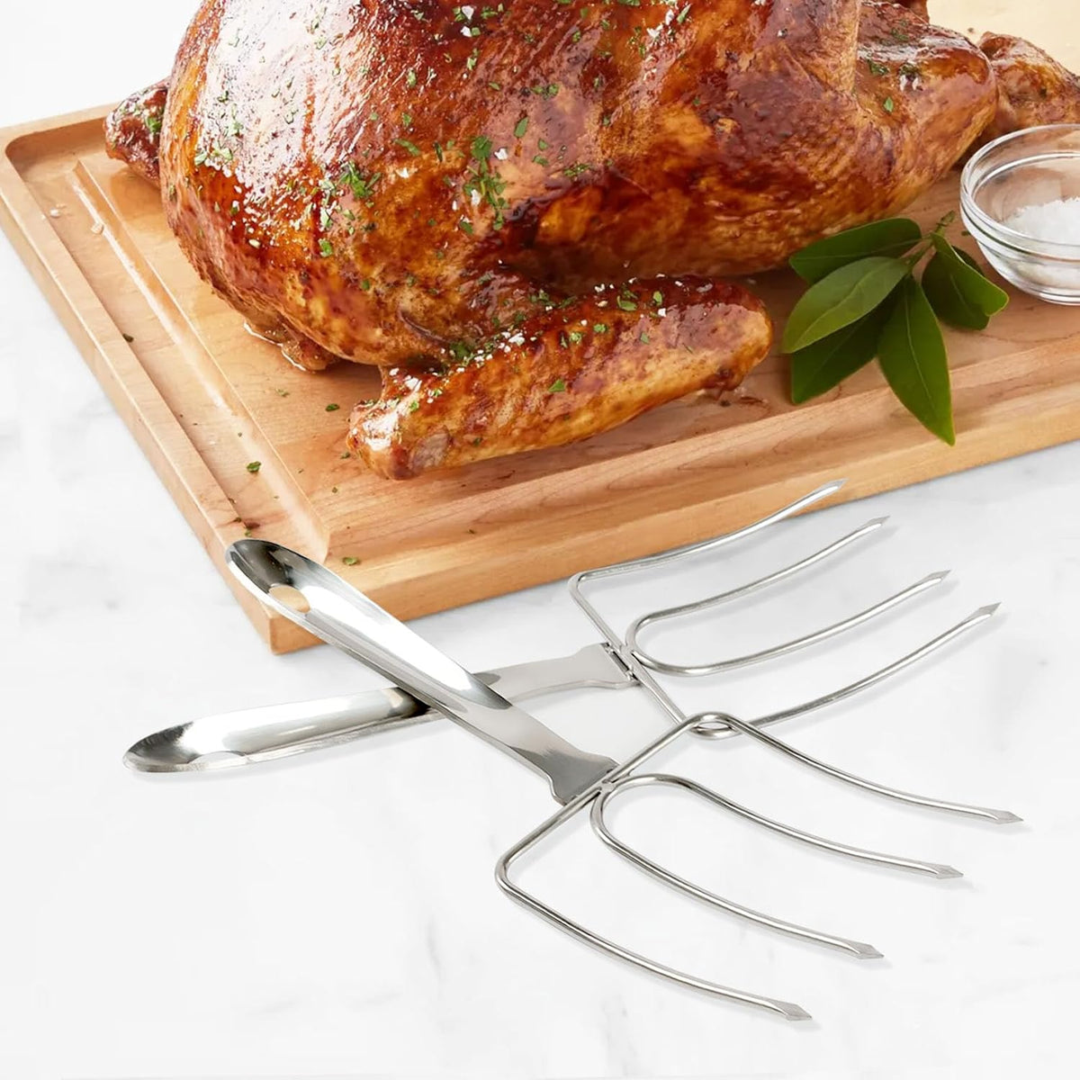 Turkey Lifter Forks Set of 2 Stainless Steel Turkey Lifters with Non-Slip Handle Turkey and Poultry Lifters Turkey Claws Carving Fork