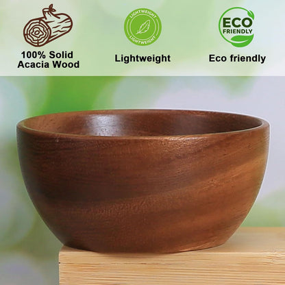Acacia Wooden Bowls Set, Small Pinch Bowls for Sauces/Dips/Condiments, Mini Serving Bowls for Snacks/Appetizers/Side Dishes/Charcuterie Board, 3 oz Wooden Ramekins, Handmade Reusable, 4 pcs