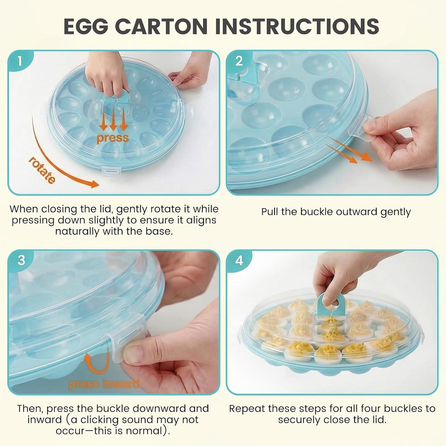 HAKSEN Deviled Egg Containers with Lid, 3PCS Deviled Egg Platter Carrier Holder Trays with 66 Slots for Party and Home Kitchen, Clear