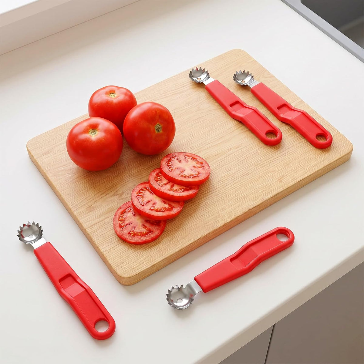5 Pack Tomato Corer and Strawberry Huller Tool, Handle with hole