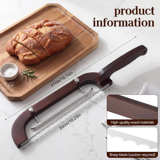 Adjustable Bread Bow Knife, 5 Thickness Settings Bread Slicer with Guide