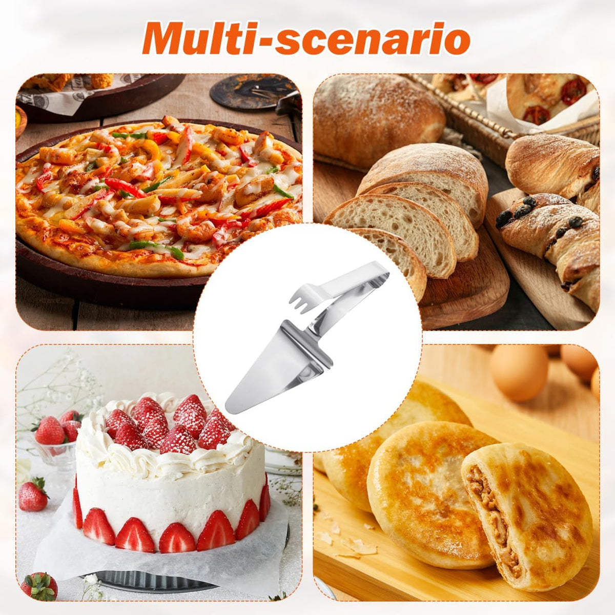 DECHOUS Pizza Spatula Server Stainless Steel Pizza Slice Shovel with Heat-Resistant Handle Multi-Function Cake Spatula for Baking Pie Dessert Home Restaurant Pizzeria