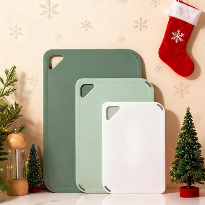THETCHRY Plastic Cutting Board Set of 4, Extra Large Cutting Board for Kitchen with Non-Slip, Large -Small Chopping Board for Cooking, Bpa Free, with Grip Handle,Green