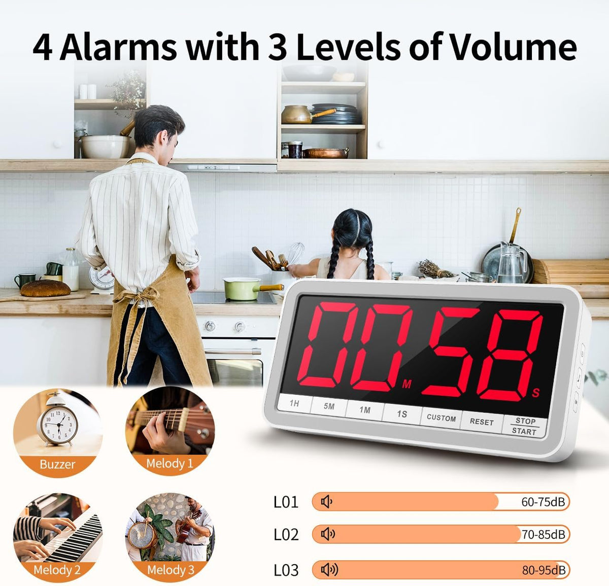 VOCOO Large 7.8" Digital Timer, Magnetic LED Timer for Kitchen & Classroom