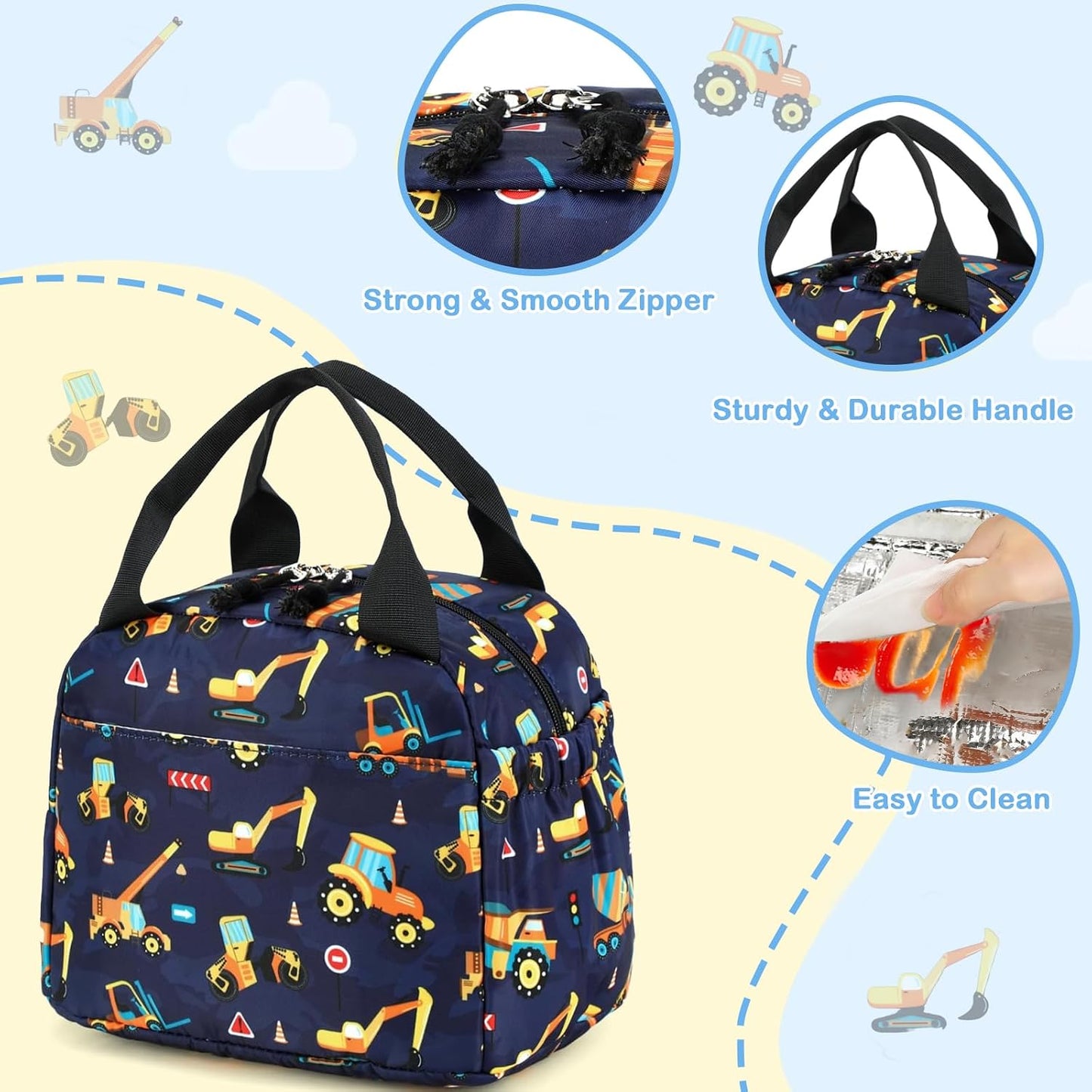CAMTOP kids lunch bag Cute Insulated lunch box for Boys & Girls Leakproof loncheras for school