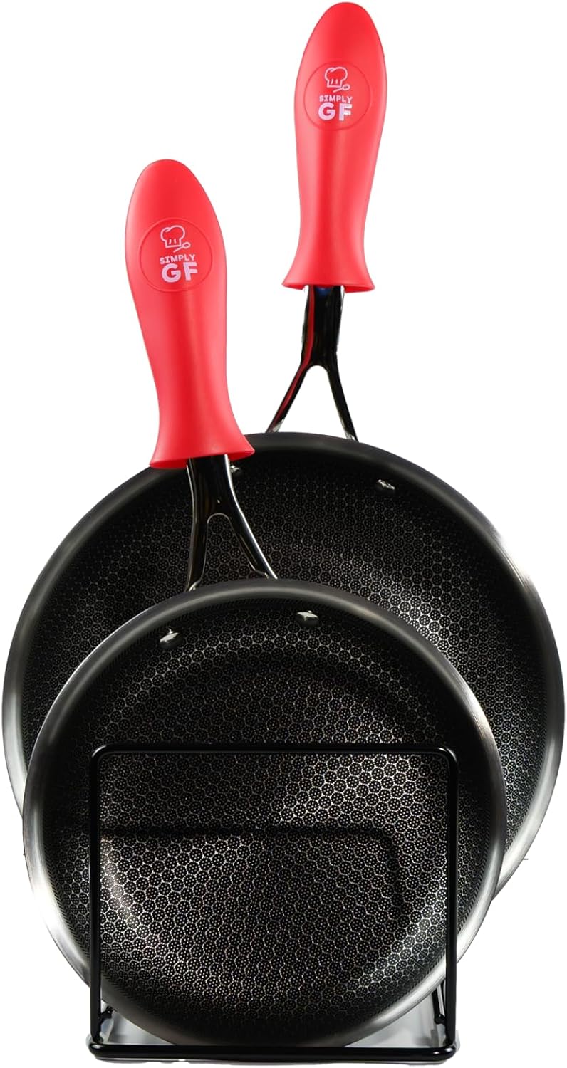 Silicone Pot Handle Covers: Non Slip, BPA Free & Heat Resistant Cast Iron Skillet Handle Covers - Silicone Pan Handles Sleeve, Clearly Labeled Gluten-Free, 4 Pack