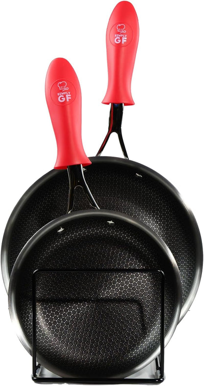 Silicone Pot Handle Covers: Non Slip, BPA Free & Heat Resistant Cast Iron Skillet Handle Covers - Silicone Pan Handles Sleeve, Clearly Labeled Gluten-Free, 4 Pack