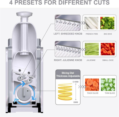 SUPMAKIN Safe Mandoline Slicer, Adjustable Vegetable Food Slicer and Chopper, Potato Fries Fry Cutter, Veggie Salad Chopper, New Kitchen Chopping Artifact Gifts 2026 (SliverGray)