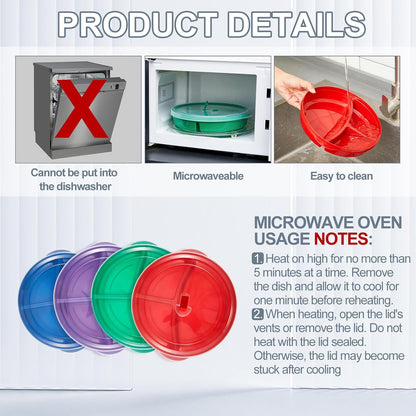 Hushee 4 Pcs Microwave Food Storage Tray Containers with Ventilation Lids 3 Compartment Divided Plates Portion Plate Fits Microwave Fridge(Rectangle,Mixed Colors,10.04 x 6.38 x 2.24 Inch)
