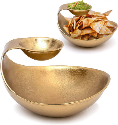 9 Cluster Decorative Bowls Bright Gold Brass Snack Tray Bowl Chip & Dip Serving Piece Strong Brass Centerpiece Beautiful Room Accent & Entertaining Parties Home Decor Wedding Gifts 22 Inch Decorative