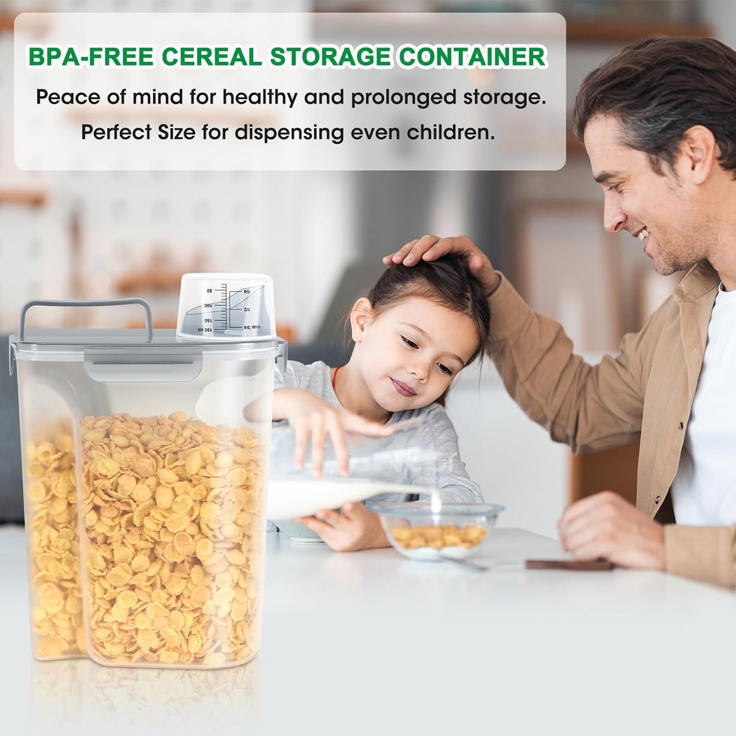TBMax Rice Container 10 Lbs, Cereal Container Oatmeal Storage, Airtight Food Dispenser with Easy-pouring Spout & Handy Cup for Flour Grain Beans, Pet Dog Cat Bird Food Storage Container